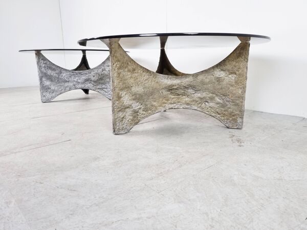Tables basses brutalistes, lot de 2 - années 1970