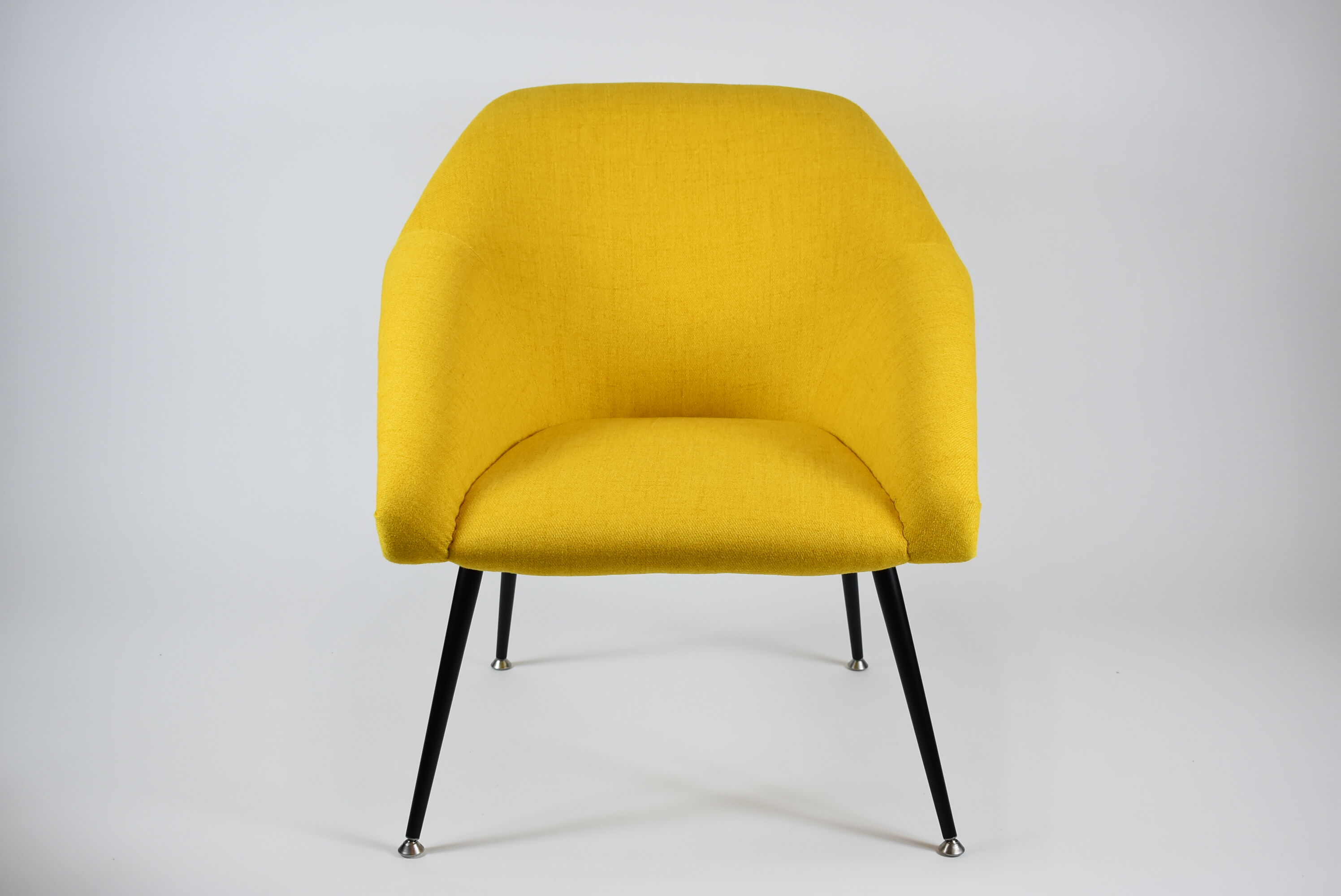 Vintage polish armchair shell, fully renovated, 1960s, fabric, chrome