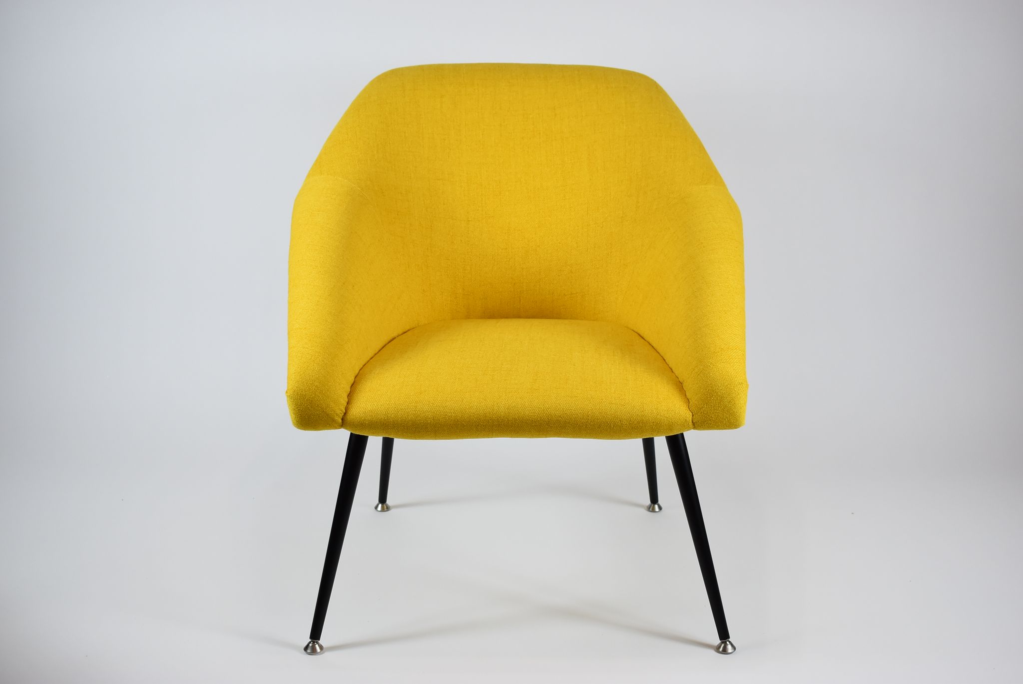Vintage polish armchair shell, fully renovated, 1960s, fabric, chrome