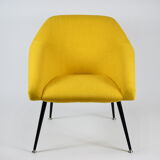 Vintage polish armchair shell, fully renovated, 1960s, fabric, chrome