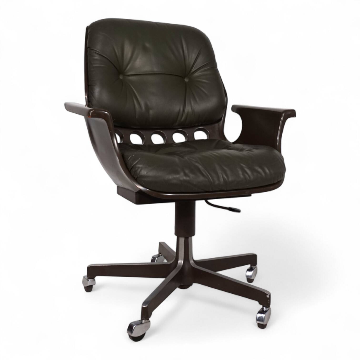 Stoll Giroflex 7112 Space Age leather office chair by Martin Stoll, 1970
