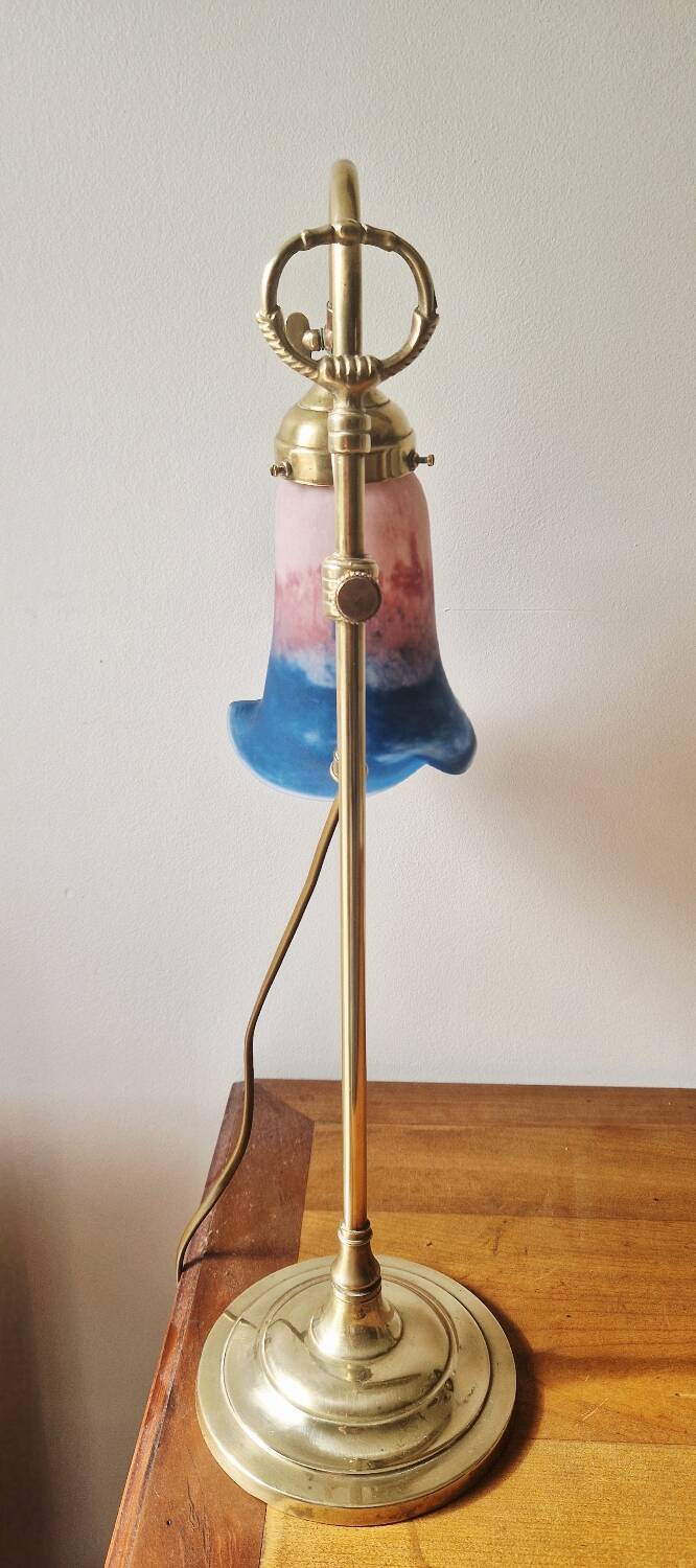 Art Nouveau style lamp - Brass and glass paste - 1920s period