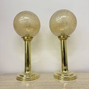 Lot de 2 grandes lampes de table globe en verre, années 1970