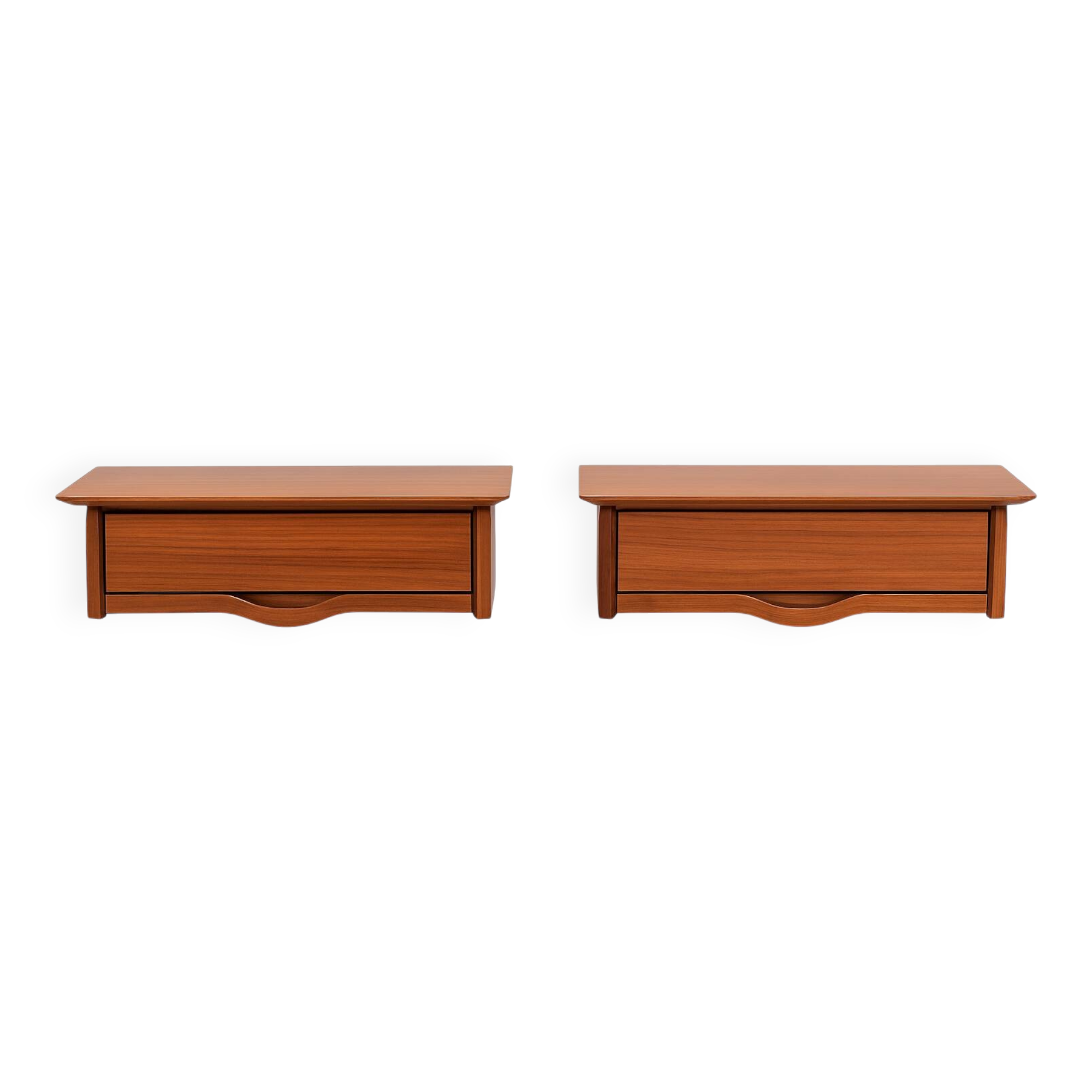 Pair of wall-mounted bedside tables, produced by Permanente Mobili Cantù, ver.