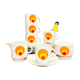 Set 6 cups patterned circles of the 70s Amap Italy- vintage-retro-pop-kitchen