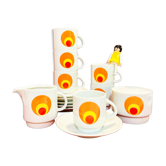 Set 6 cups patterned circles of the 70s Amap Italy- vintage-retro-pop-kitchen