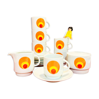 Set 6 tasses à motif cercles des années 70 Amap Italy- vintage-retro-pop-cuisine