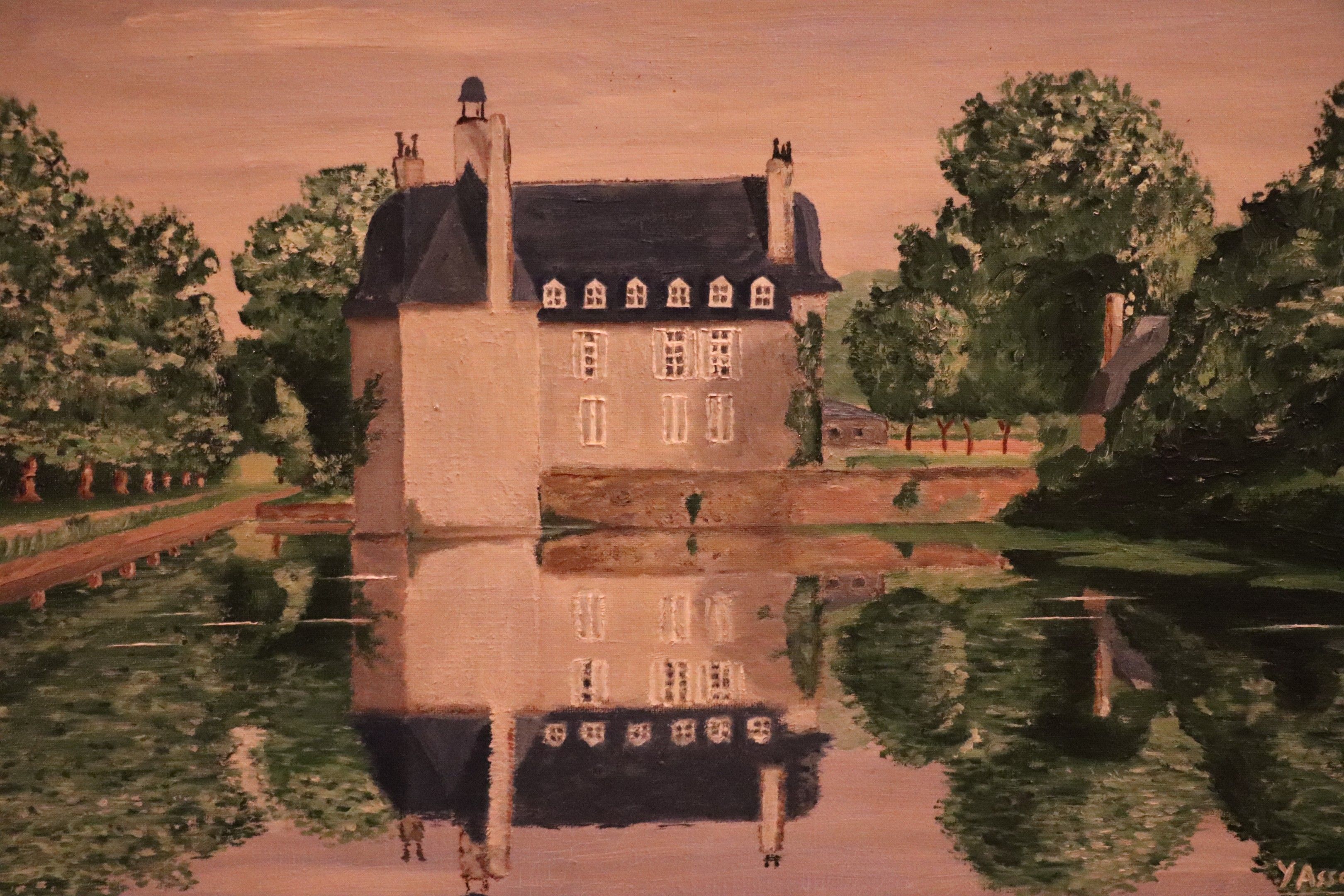 Oil on canvas signed-château de flers