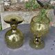 6 wine glasses in khaki green hand-blown glass, large model, vintage