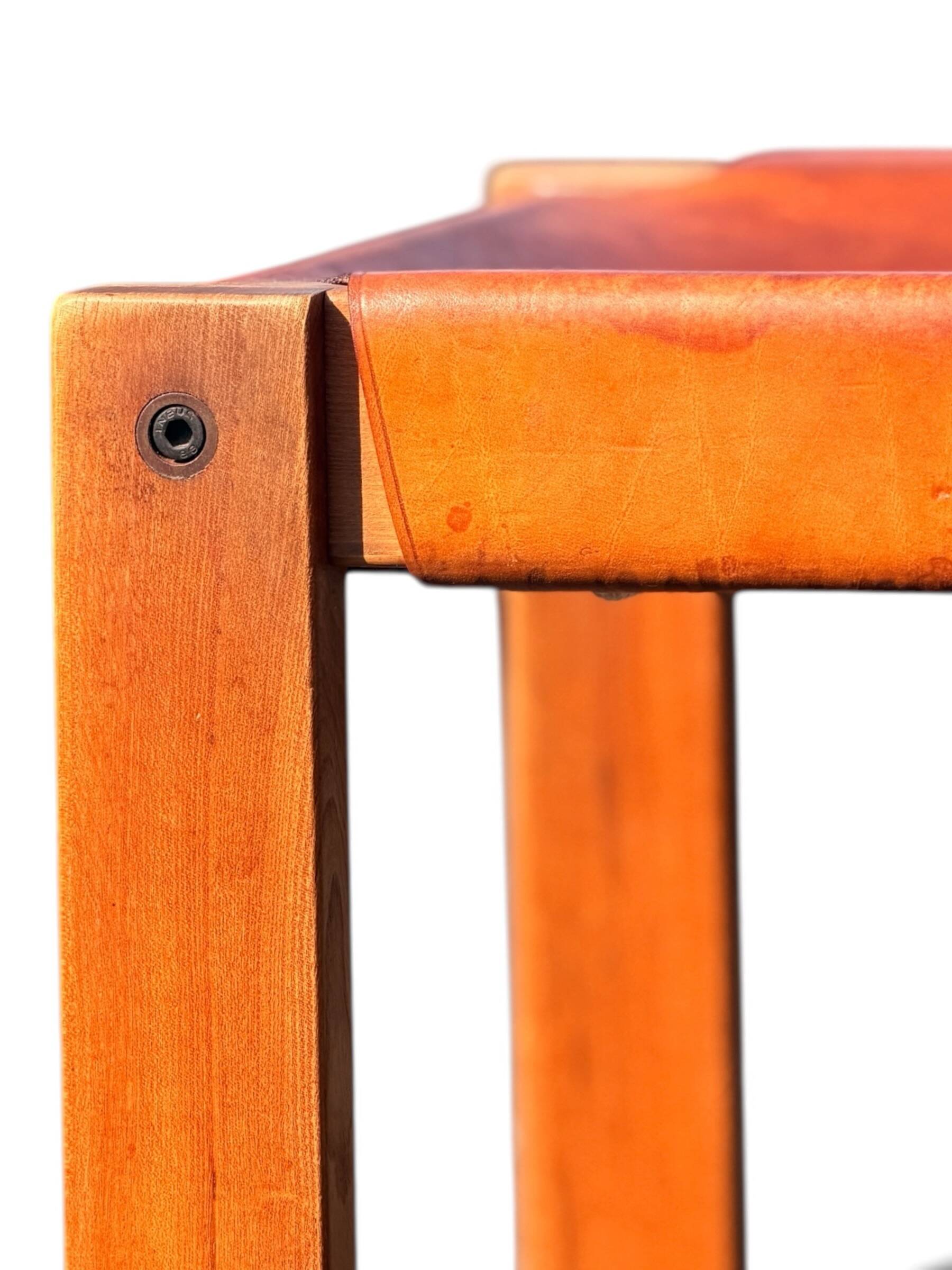 Chair S24 Pierre Chapo - Solid Elm & Cognac Leather Brutalist