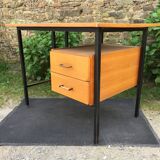 Vintage modernist office in oak and metal tubular base