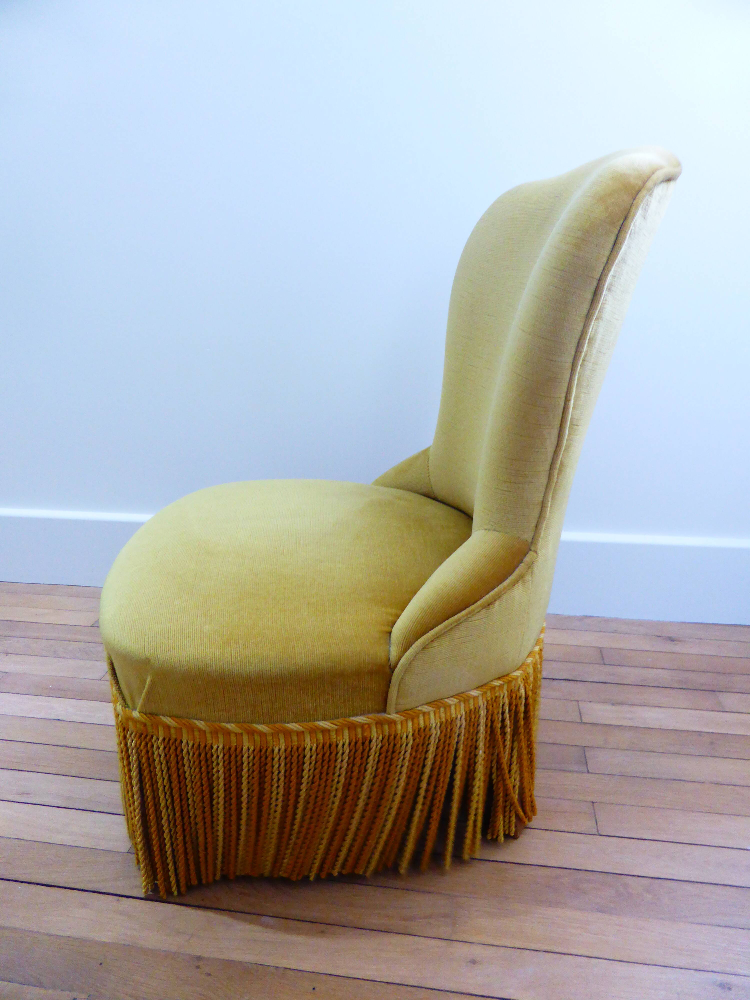 Mustard velvet toad armchair