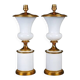 Paire de lampes en opaline de forme Médicis, début du XXème siècle