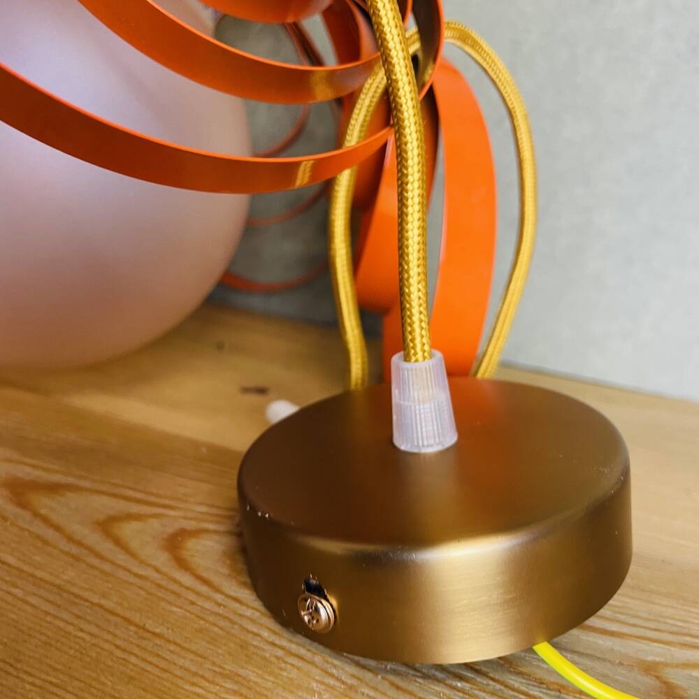French modern orange metal ribbon lamp