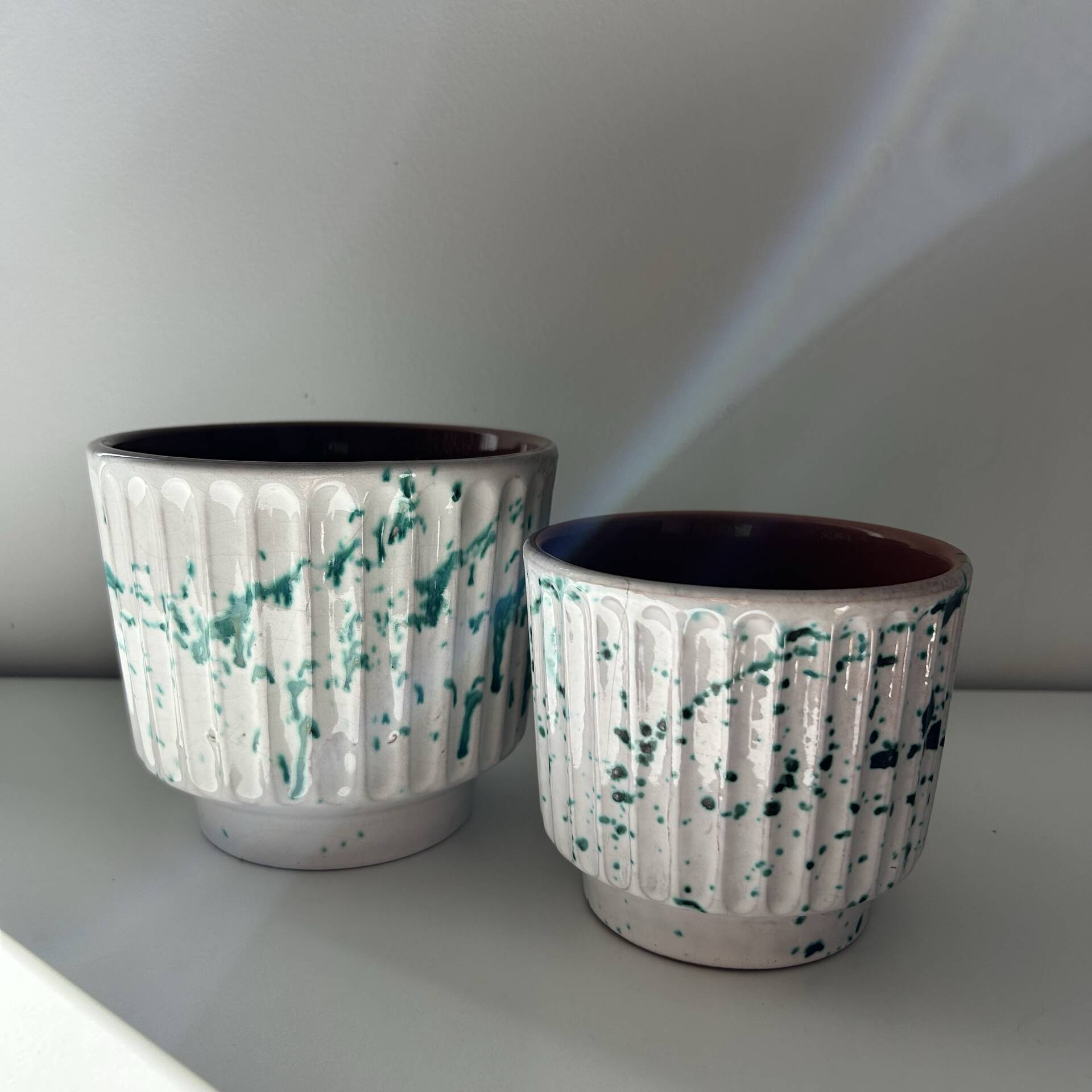 Ensemble de 2 cache pots décor Pollock