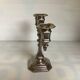Large silver-plated metal three-light candlestick