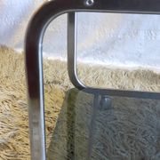 Side table in chromed metal and smoked glass, 60s-70s