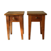 Paire de chevets campagnard vintage chêne et sapin