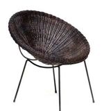 Mid-Century Italian Rattan Armchairs & Table Set, 1950s, Set of 3