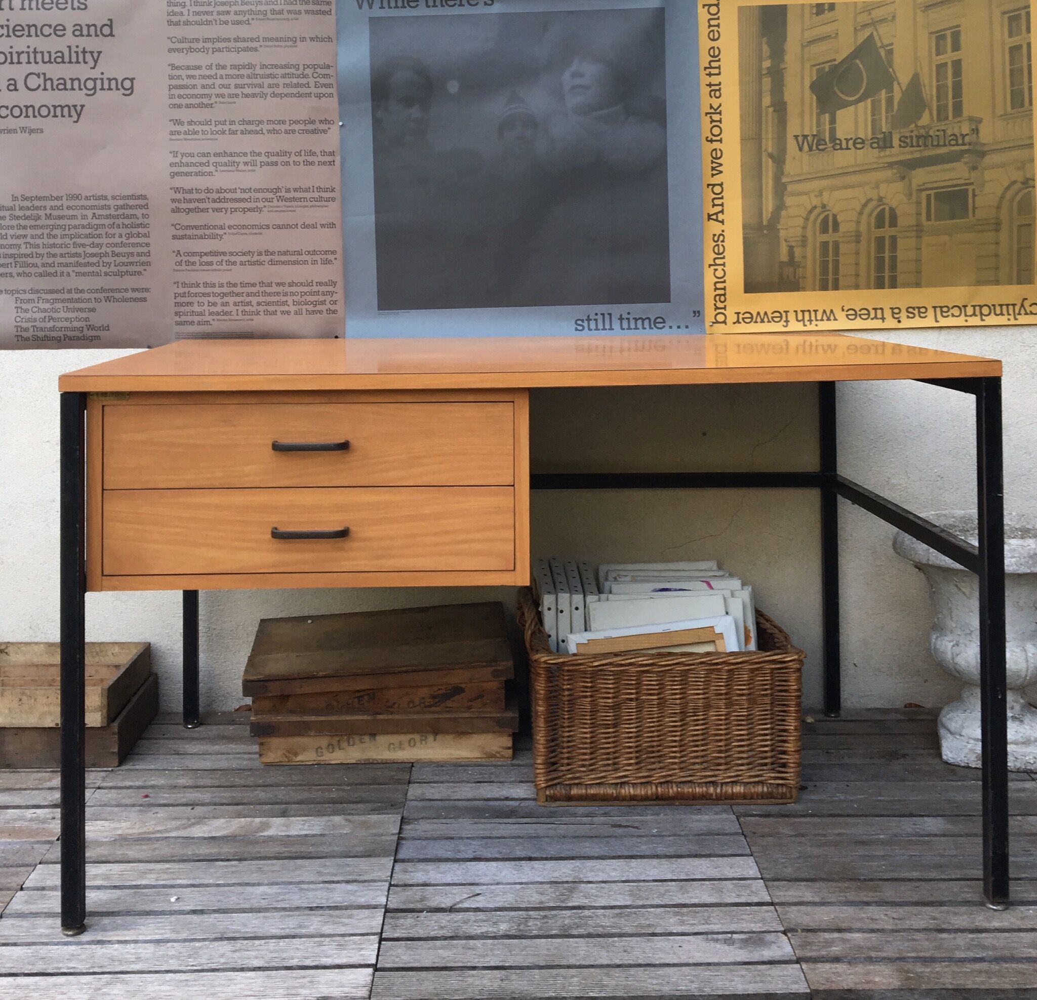 Wood and iron desk year 50