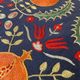 Silk Embroidered Pomegranate Design Cushion Cover. Navy Blue Throw Pillow Case. Traditional Accent Pillow