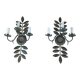 Pair of decorative wall sconces with sunflowers and patinated metal foliage.