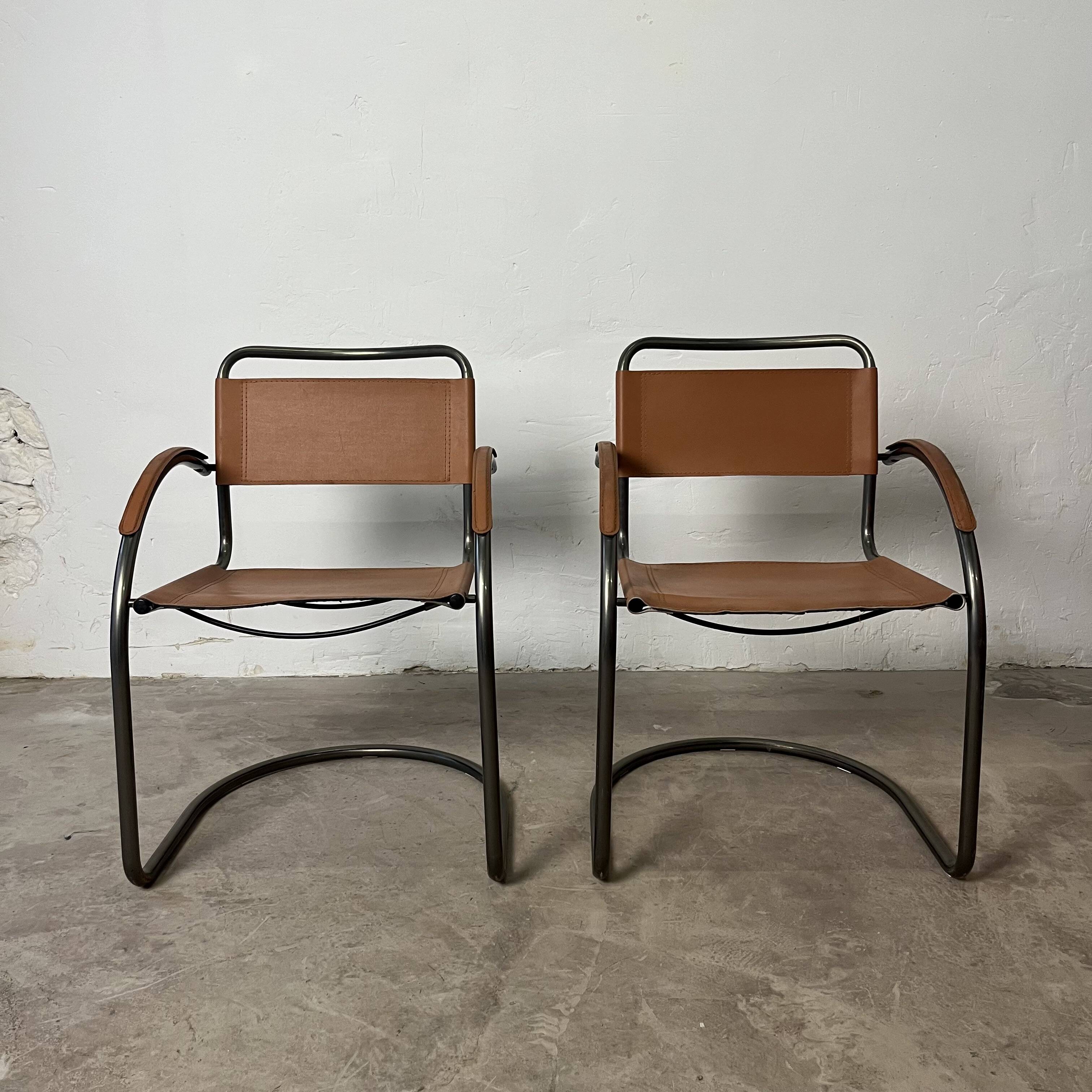 Pair of Effezeta camel cantilever armchairs, Made in Italy, 1970