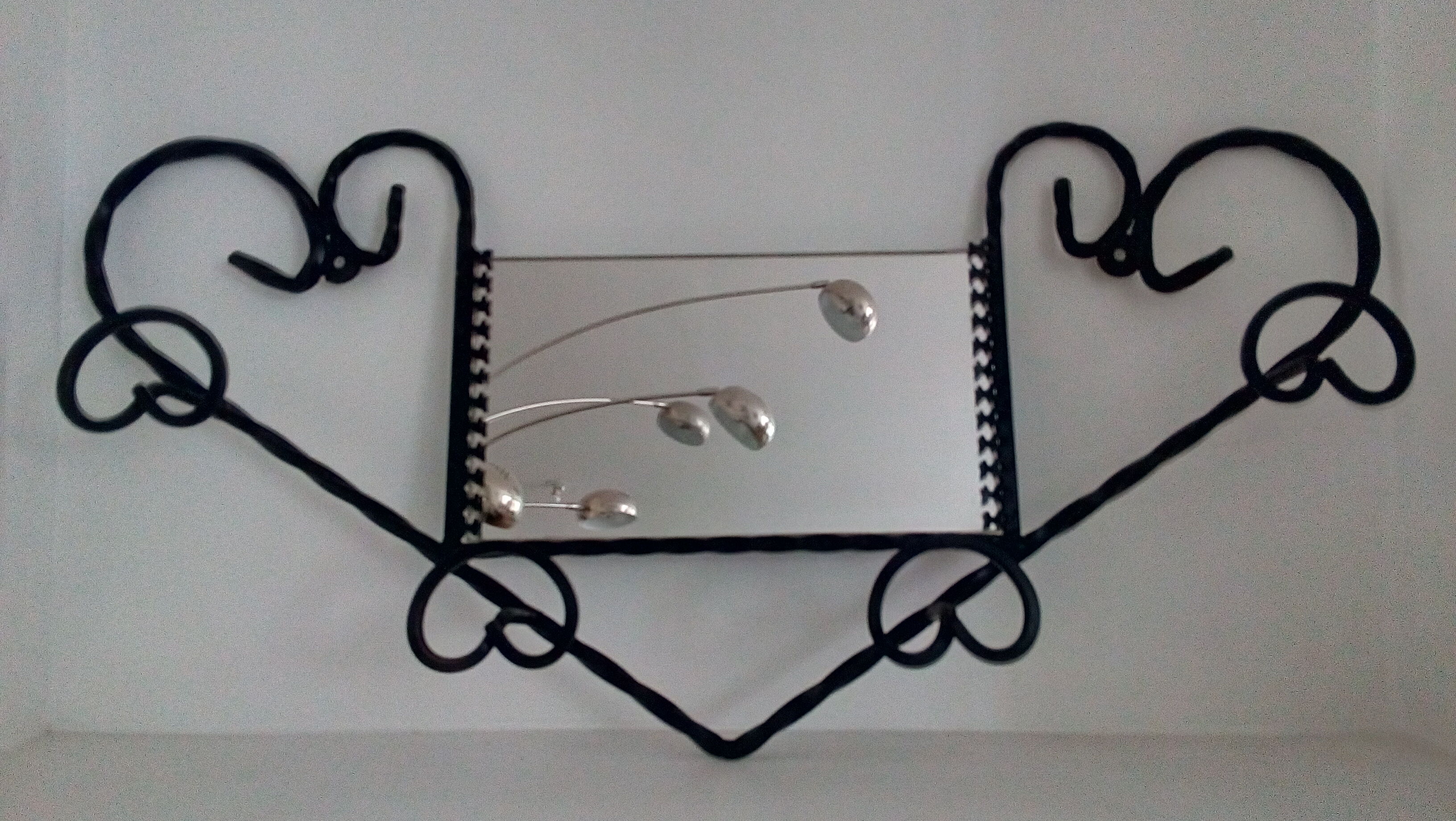 Portemanteau miroir fer forgé 4 patères