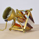 Brutalist table lamp in metal and hammered murano by longobard italy
