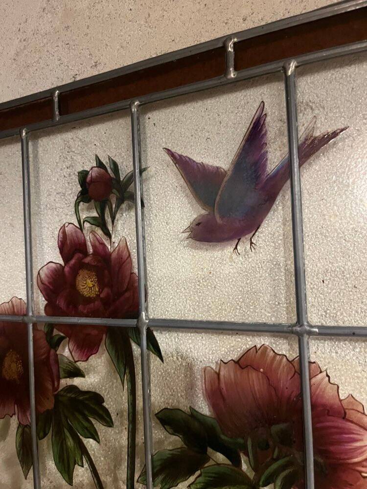 Stained glass "vegetation with peonies"