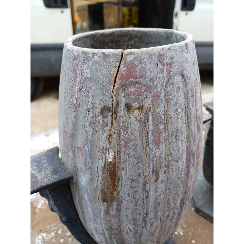 Pair of Art Deco enamelled cast iron vases