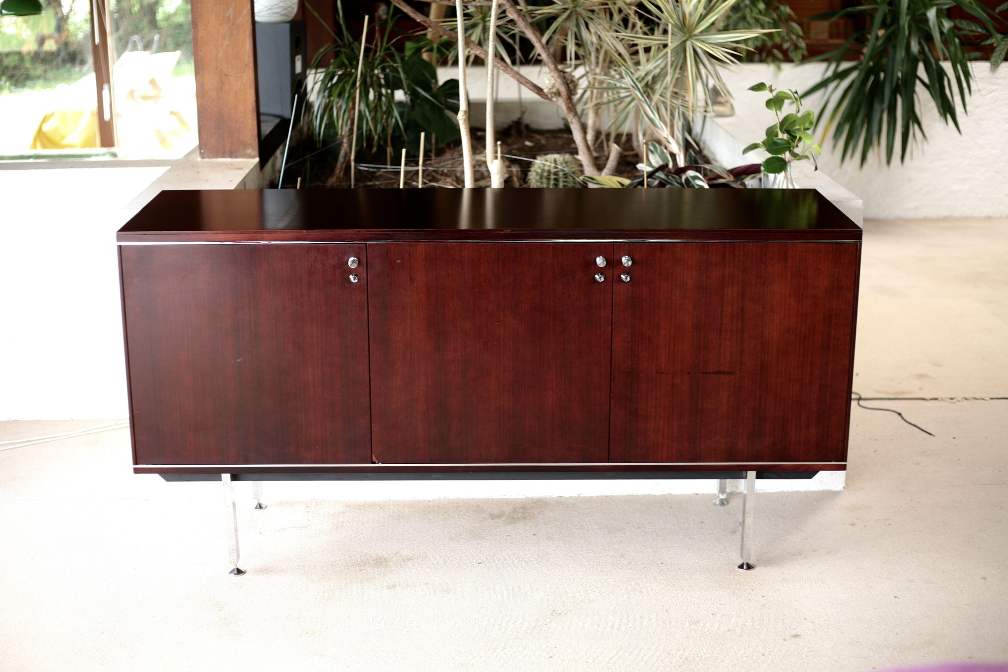 Sideboard solid wood and steel, France, cira 1970, Negroni edition