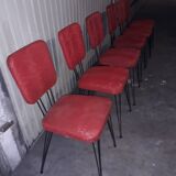 6 vintage red chairs