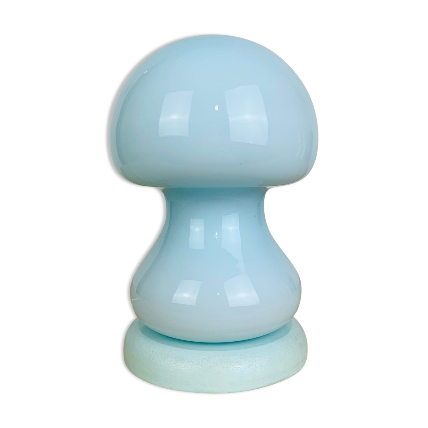 Vintage blue glass mushroom lamp