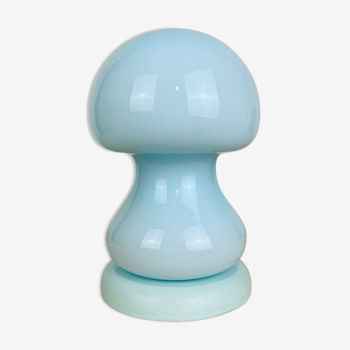 Vintage blue glass mushroom lamp