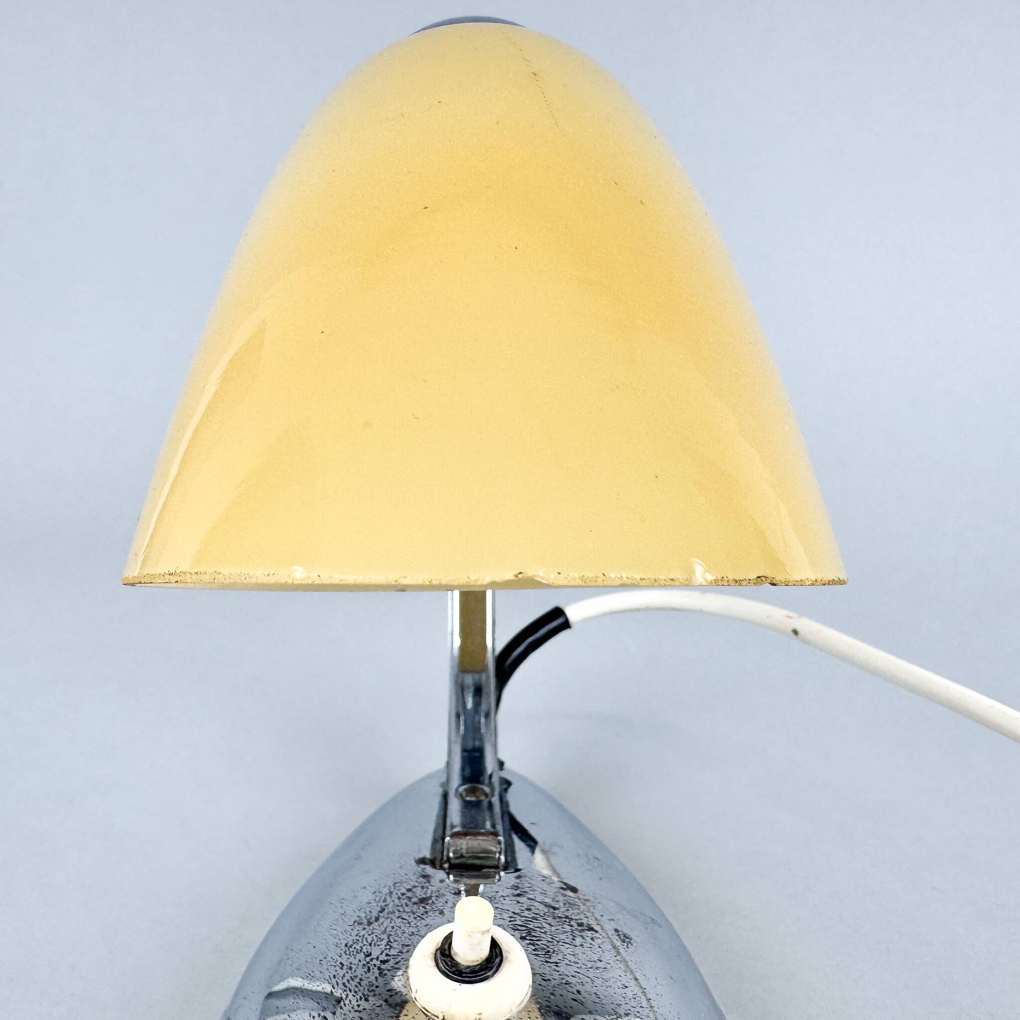 1950s chrome and opaline glass table lamp