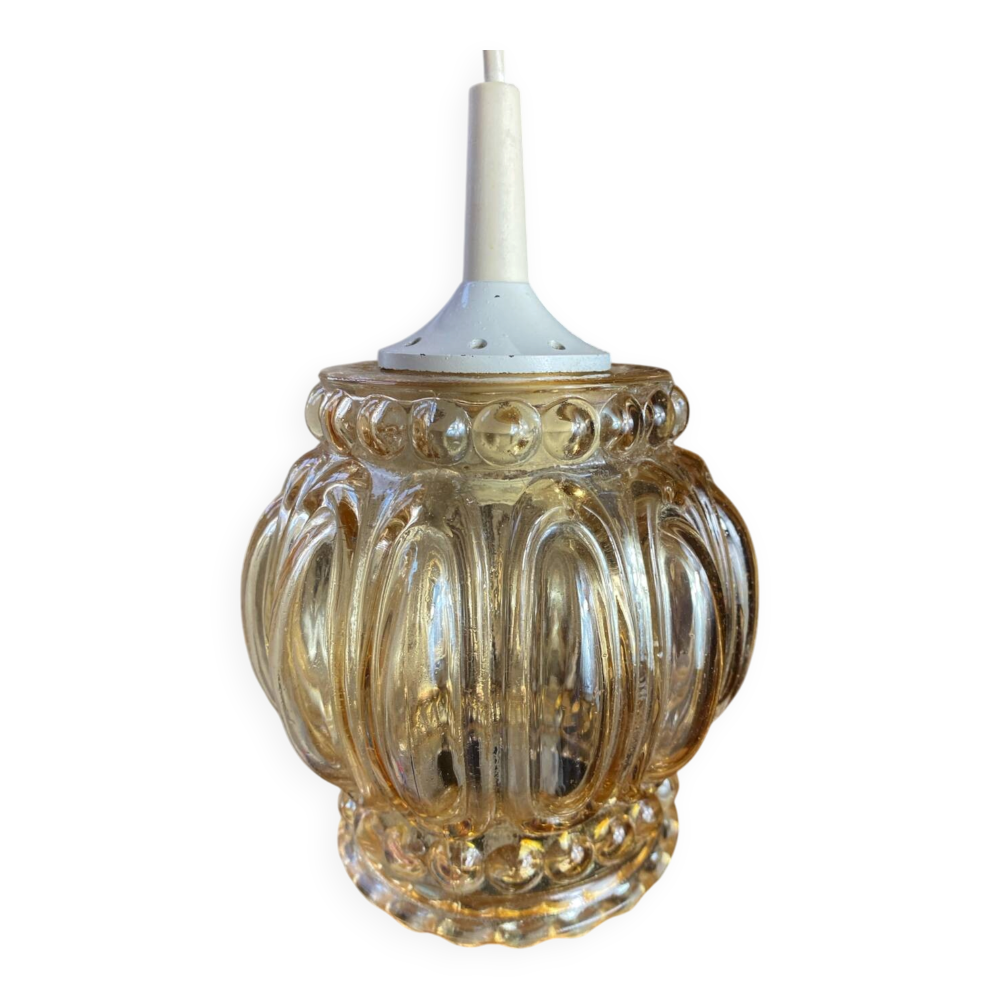 Suspension, baladeuse rétro en verre ambré