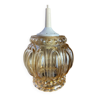 Suspension, retro pendant light in amber glass