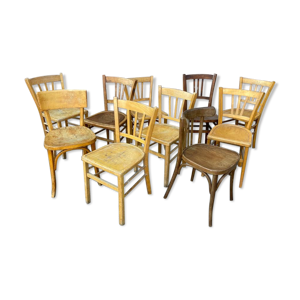 10 chaises bistrot dépareillées - 1960