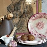 Five plates of earthenware from Pexonne 19th service "flowers"