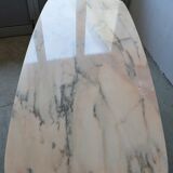Italian dining table with sculptural beech base and pink marble, 1950s