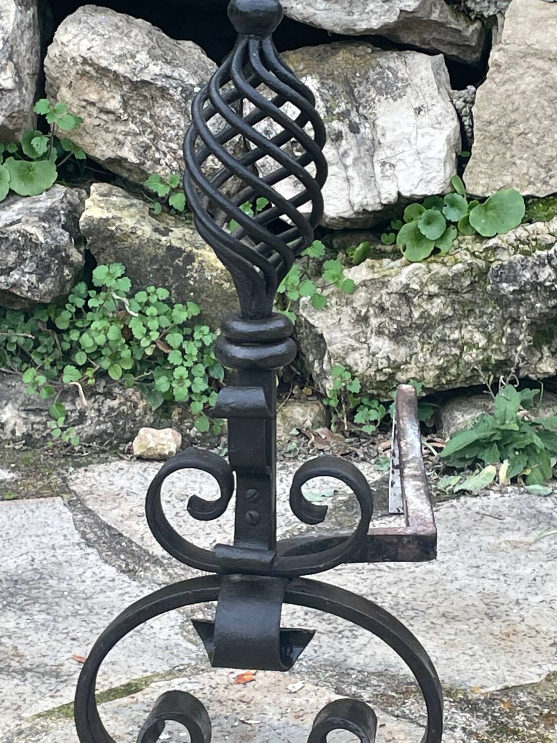 Pair of wrought iron fire dogs