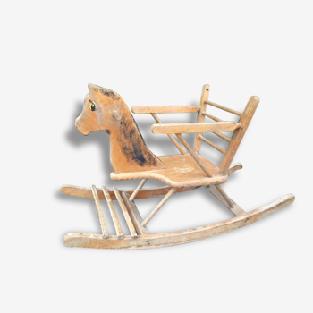 Cheval à bascule en bois années 50