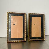 Pair of identical gold colored metal frames each measures  14.5 cm x 9 cm convex glass