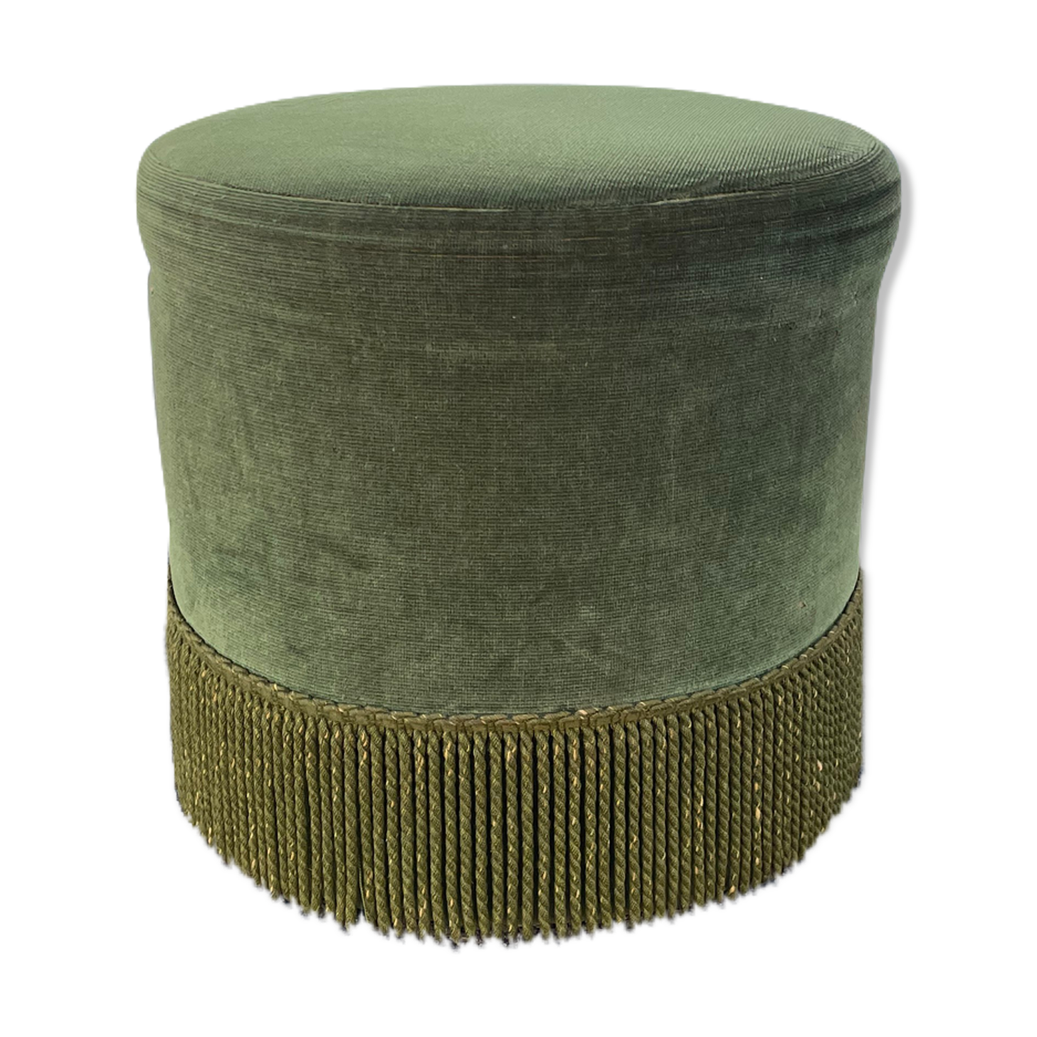 Green velvet pouf
