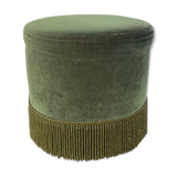 Green velvet pouf