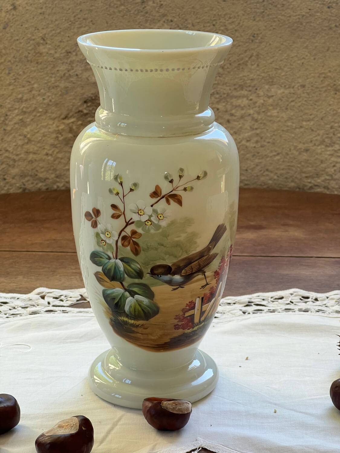 Pair of 19th century opaline glass vases signed