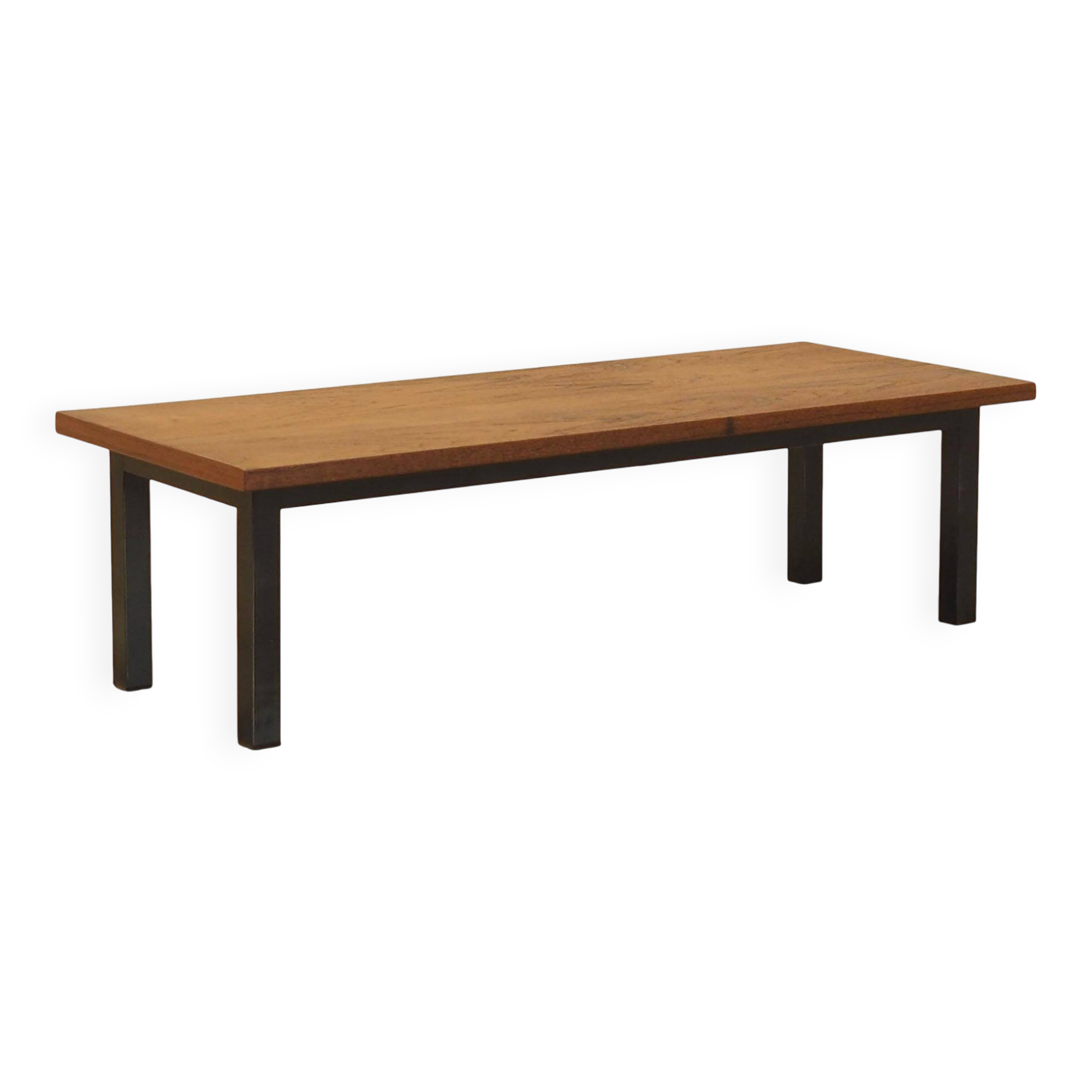 Table basse en teck danois avec base en métal, années 1960