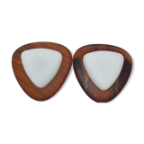 Reggiani, pair of vintage sconces opaline blanche palissandre, 1950, italy