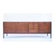Long Scandinavian vintage teak and leather sideboard